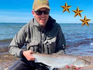 Christian krogh with nice searun brown trout from the danish coast